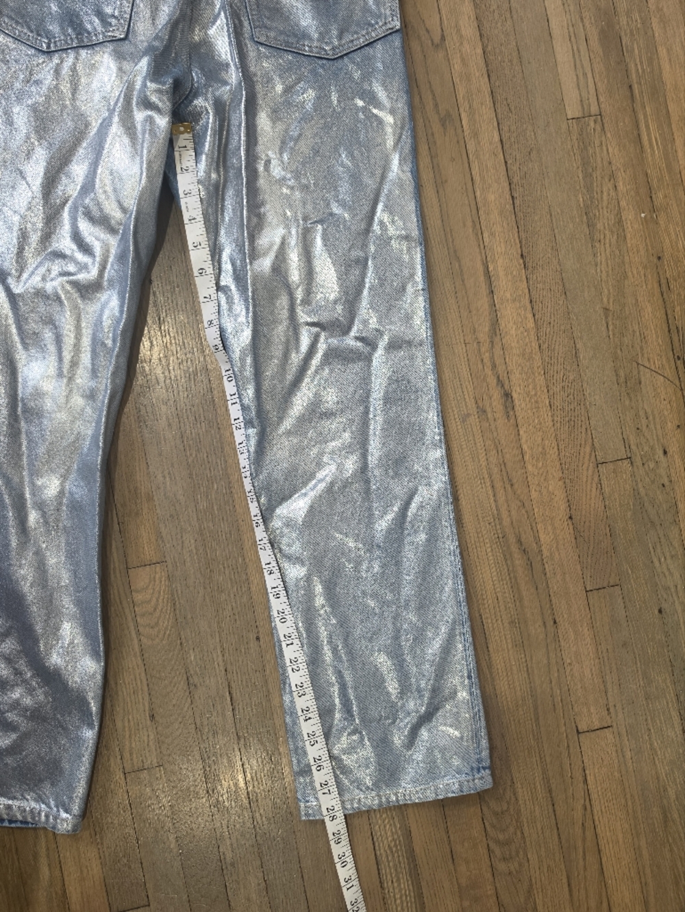 Reformation Cynthia High-Rise Coated Straight Jeans - Silver NWT - Picture 4 of 5